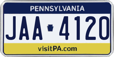 PA license plate JAA4120