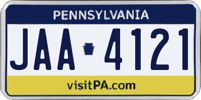 PA license plate JAA4121