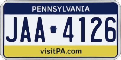 PA license plate JAA4126