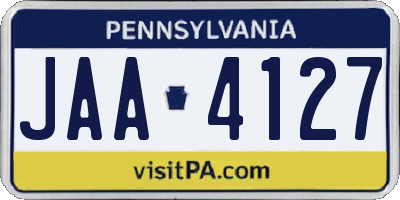 PA license plate JAA4127