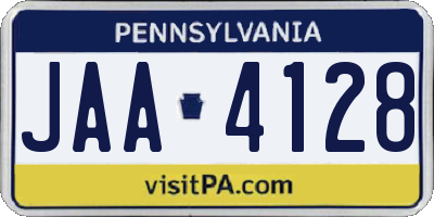 PA license plate JAA4128