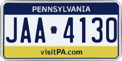 PA license plate JAA4130