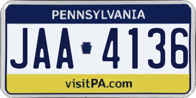 PA license plate JAA4136