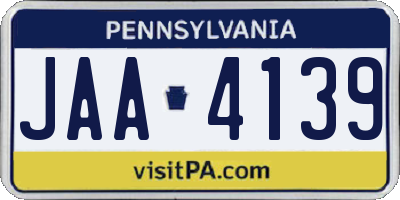 PA license plate JAA4139