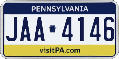 PA license plate JAA4146