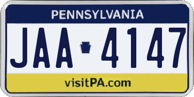 PA license plate JAA4147