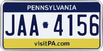 PA license plate JAA4156