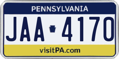 PA license plate JAA4170