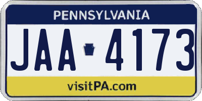 PA license plate JAA4173