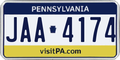 PA license plate JAA4174