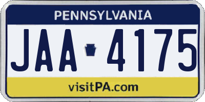 PA license plate JAA4175