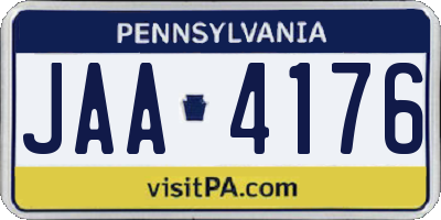 PA license plate JAA4176