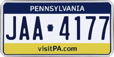 PA license plate JAA4177