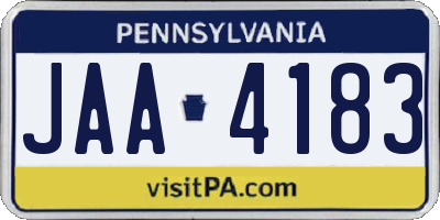 PA license plate JAA4183