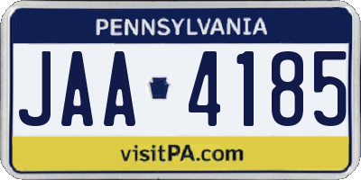 PA license plate JAA4185