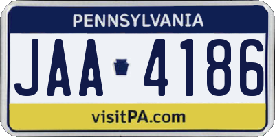 PA license plate JAA4186