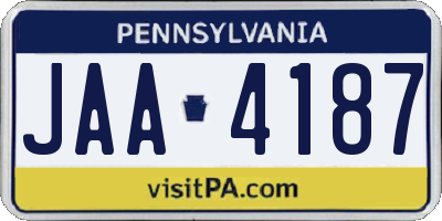 PA license plate JAA4187