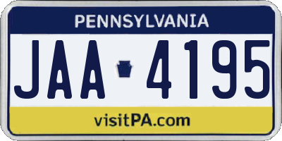 PA license plate JAA4195