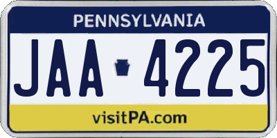 PA license plate JAA4225