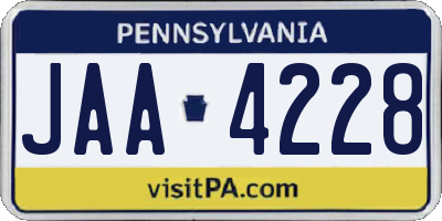 PA license plate JAA4228