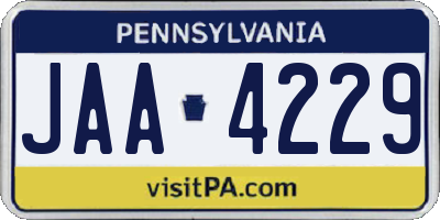 PA license plate JAA4229