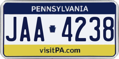 PA license plate JAA4238