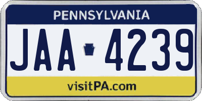 PA license plate JAA4239