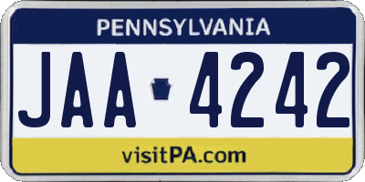 PA license plate JAA4242