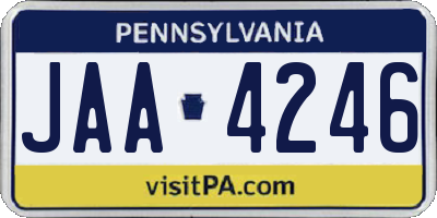 PA license plate JAA4246