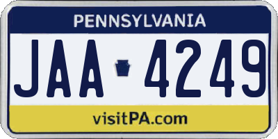 PA license plate JAA4249