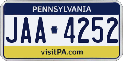 PA license plate JAA4252