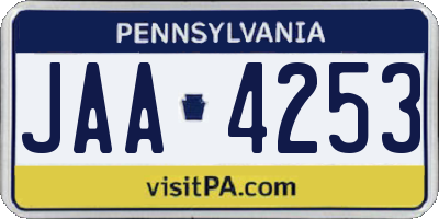 PA license plate JAA4253