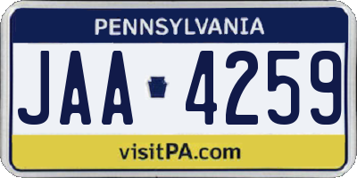 PA license plate JAA4259