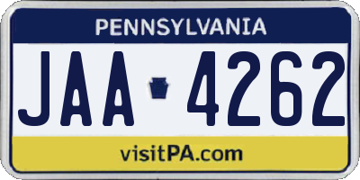 PA license plate JAA4262