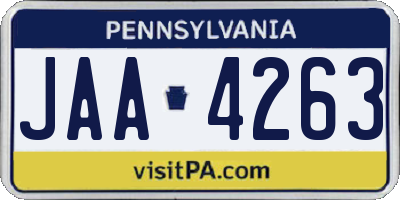PA license plate JAA4263