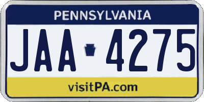 PA license plate JAA4275