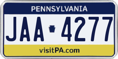 PA license plate JAA4277