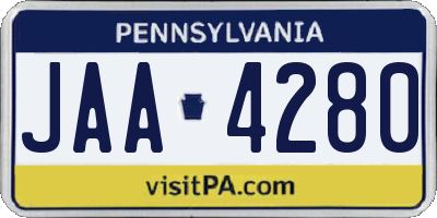 PA license plate JAA4280