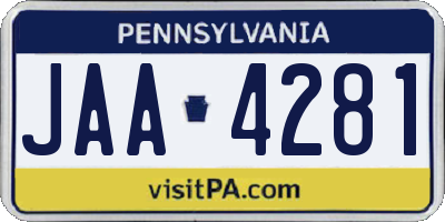 PA license plate JAA4281