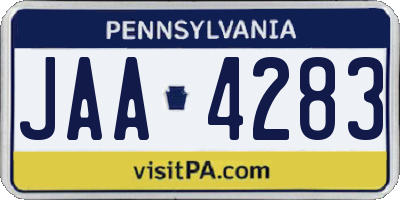 PA license plate JAA4283