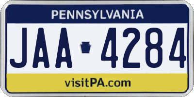 PA license plate JAA4284