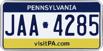 PA license plate JAA4285