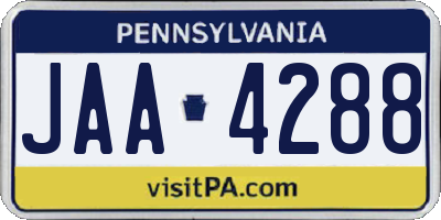 PA license plate JAA4288