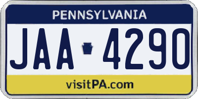 PA license plate JAA4290