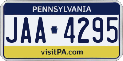 PA license plate JAA4295