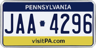 PA license plate JAA4296