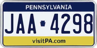 PA license plate JAA4298