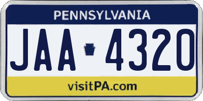 PA license plate JAA4320