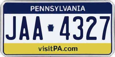 PA license plate JAA4327