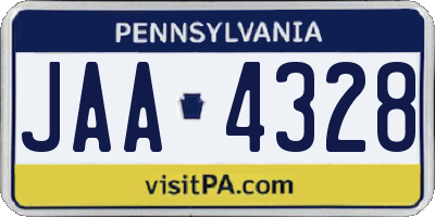 PA license plate JAA4328